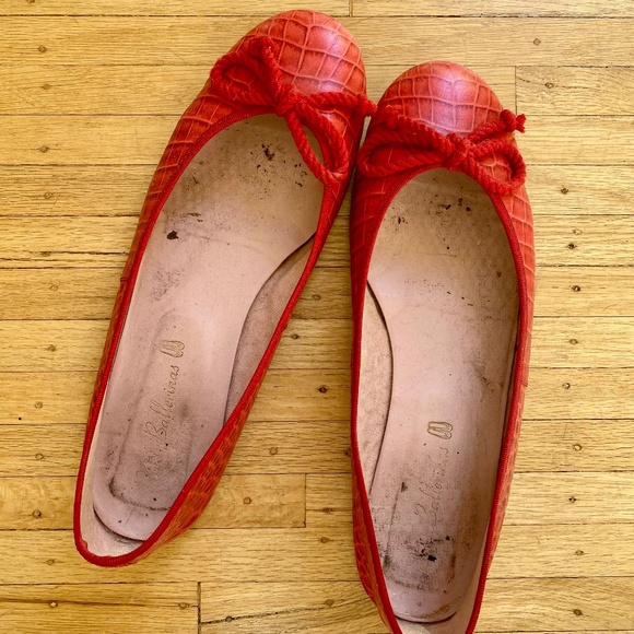Red Croco-optic Ballerinas - Picture 1 of 4